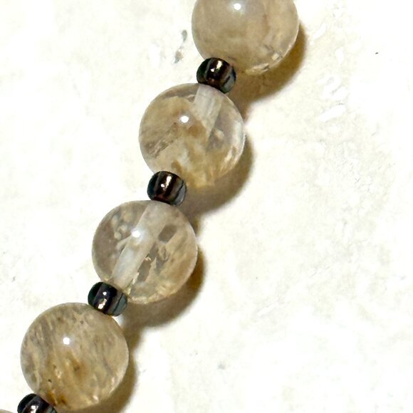 Golden Rutilated Quartz Short Necklace, Gemstone Adjustable Beaded Necklace - Picture 8 of 9